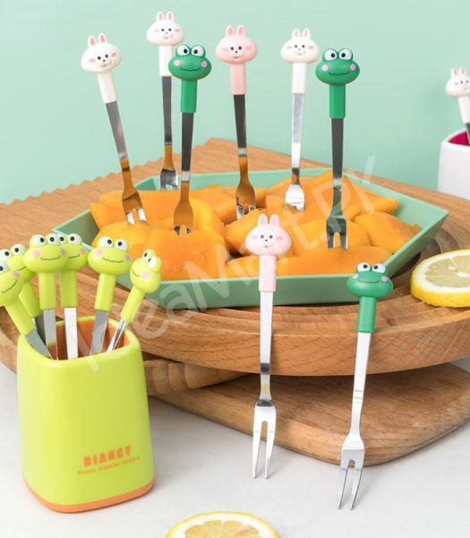 stainless-steel-6-piece-dessert-forks-set-with-holder-for-cake-salad-dining-use-product-image