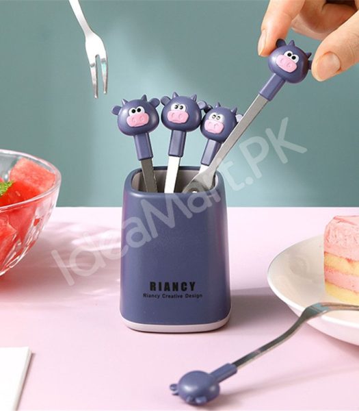 stainless-steel-6-piece-dessert-forks-set-with-holder-for-cake-salad-dining-use-product-image