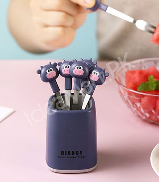 stainless-steel-6-piece-dessert-forks-set-with-holder-for-cake-salad-dining-use-product-image