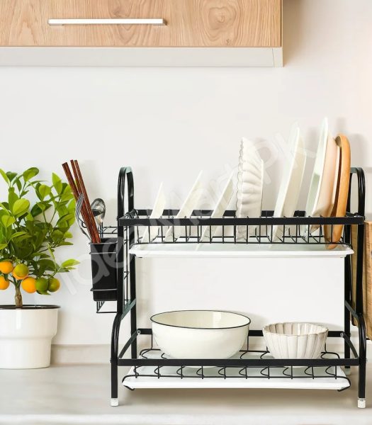 2-3-tier-stainless-steel-dish-rack-with-cutlery-holder-drain-tray-for-kitchen-sink-organization-product-image
