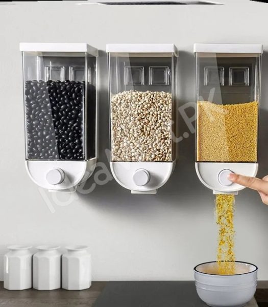 1000ml-plastic-wall-mounted-grain-storage-box-for-cereal-rice-oatmeal-dispensing-product-image
