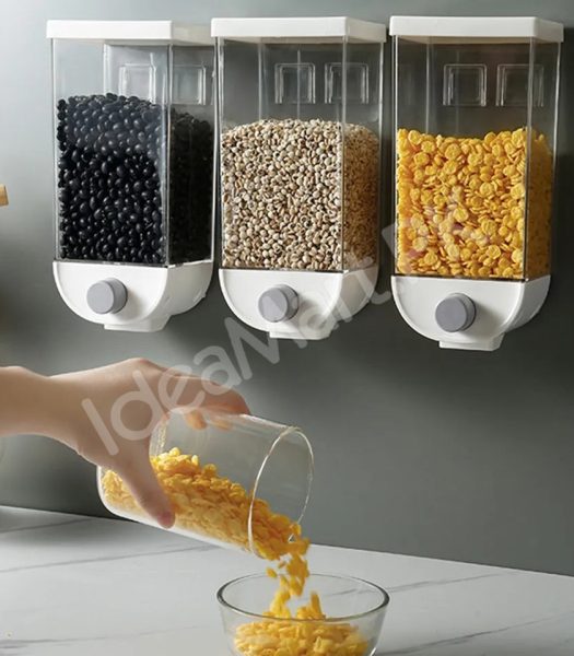 1000ml-plastic-wall-mounted-grain-storage-box-for-cereal-rice-oatmeal-dispensing-product-image