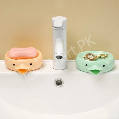 self-draining-plastic-duck-shape-soap-dish-for-bathroom-kitchen-product-image
