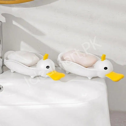 duck-style-plastic-soap-dish-with-drain-for-bathroom-kitchen-use-product-image