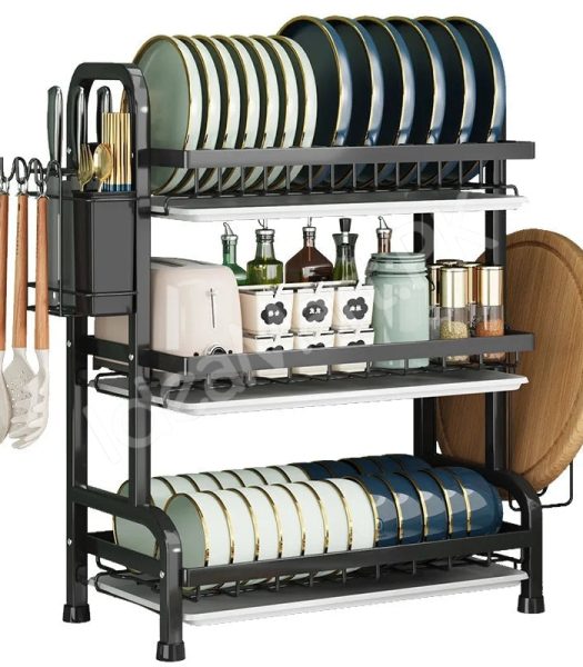 2-3-tier-stainless-steel-dish-rack-with-cutlery-holder-drain-tray-for-kitchen-sink-organization-product-image