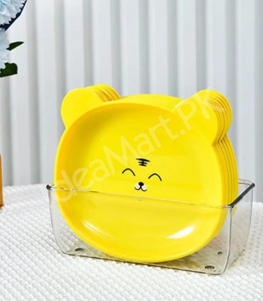 plastic-8-pieces-reusable-bear-shape-plates-with-stand-for-dessert-snacks-fruits-product-image