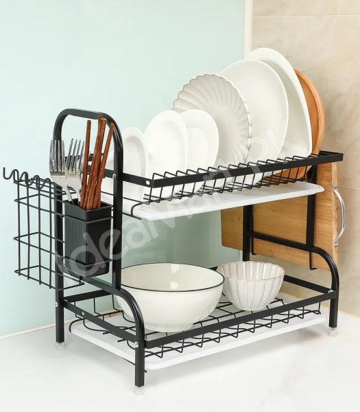 2-3-tier-stainless-steel-dish-rack-with-cutlery-holder-drain-tray-for-kitchen-sink-organization-product-image