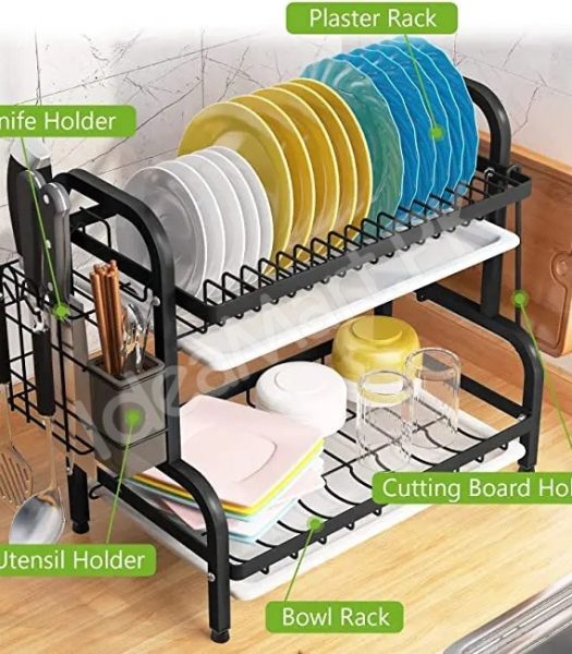 2-3-tier-stainless-steel-dish-rack-with-cutlery-holder-drain-tray-for-kitchen-sink-organization-product-image
