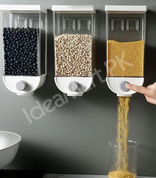 1000ml-plastic-wall-mounted-grain-storage-box-for-cereal-rice-oatmeal-dispensing-product-image