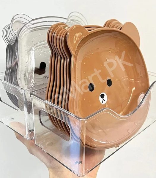 plastic-8-pieces-reusable-bear-shape-plates-with-stand-for-dessert-snacks-fruits-product-image