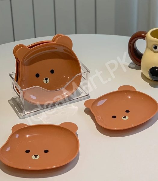 plastic-8-pieces-reusable-bear-shape-plates-with-stand-for-dessert-snacks-fruits-product-image