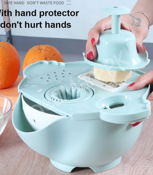 7-in-1-multifunctional-vegetable-cutter-with-a-drain-basket-4-interchangeable-blades-squeezer-product-image