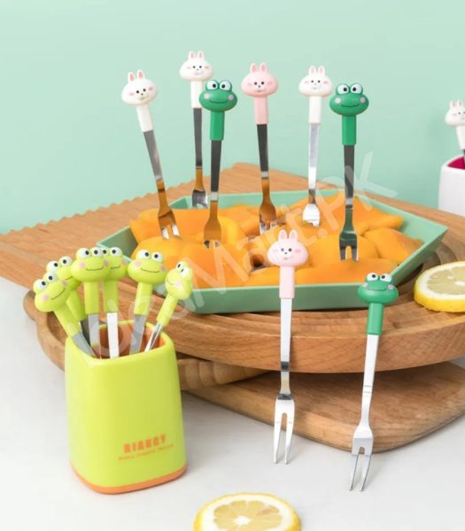 stainless-steel-6-piece-dessert-forks-set-with-holder-for-cake-salad-dining-use-product-image