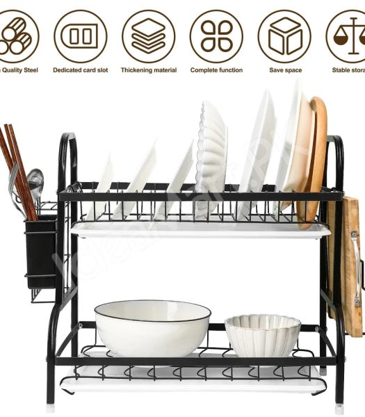 2-3-tier-stainless-steel-dish-rack-with-cutlery-holder-drain-tray-for-kitchen-sink-organization-product-image