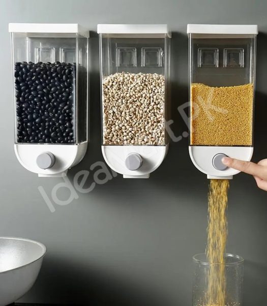 1000ml-plastic-wall-mounted-grain-storage-box-for-cereal-rice-oatmeal-dispensing-product-image
