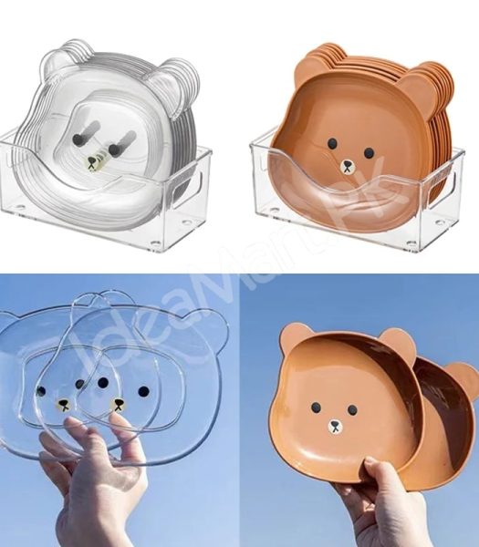 plastic-8-pieces-reusable-bear-shape-plates-with-stand-for-dessert-snacks-fruits-product-image