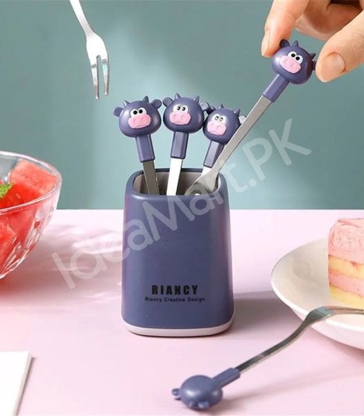 stainless-steel-6-piece-dessert-forks-set-with-holder-for-cake-salad-dining-use-product-image