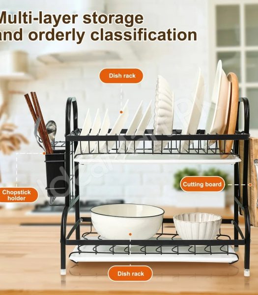 2-3-tier-stainless-steel-dish-rack-with-cutlery-holder-drain-tray-for-kitchen-sink-organization-product-image