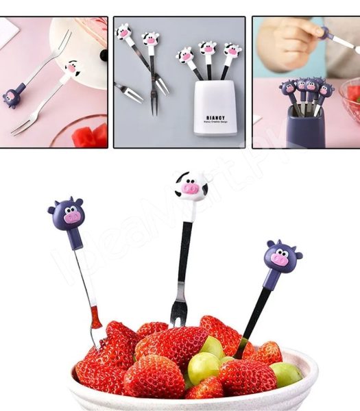 stainless-steel-6-piece-dessert-forks-set-with-holder-for-cake-salad-dining-use-product-image