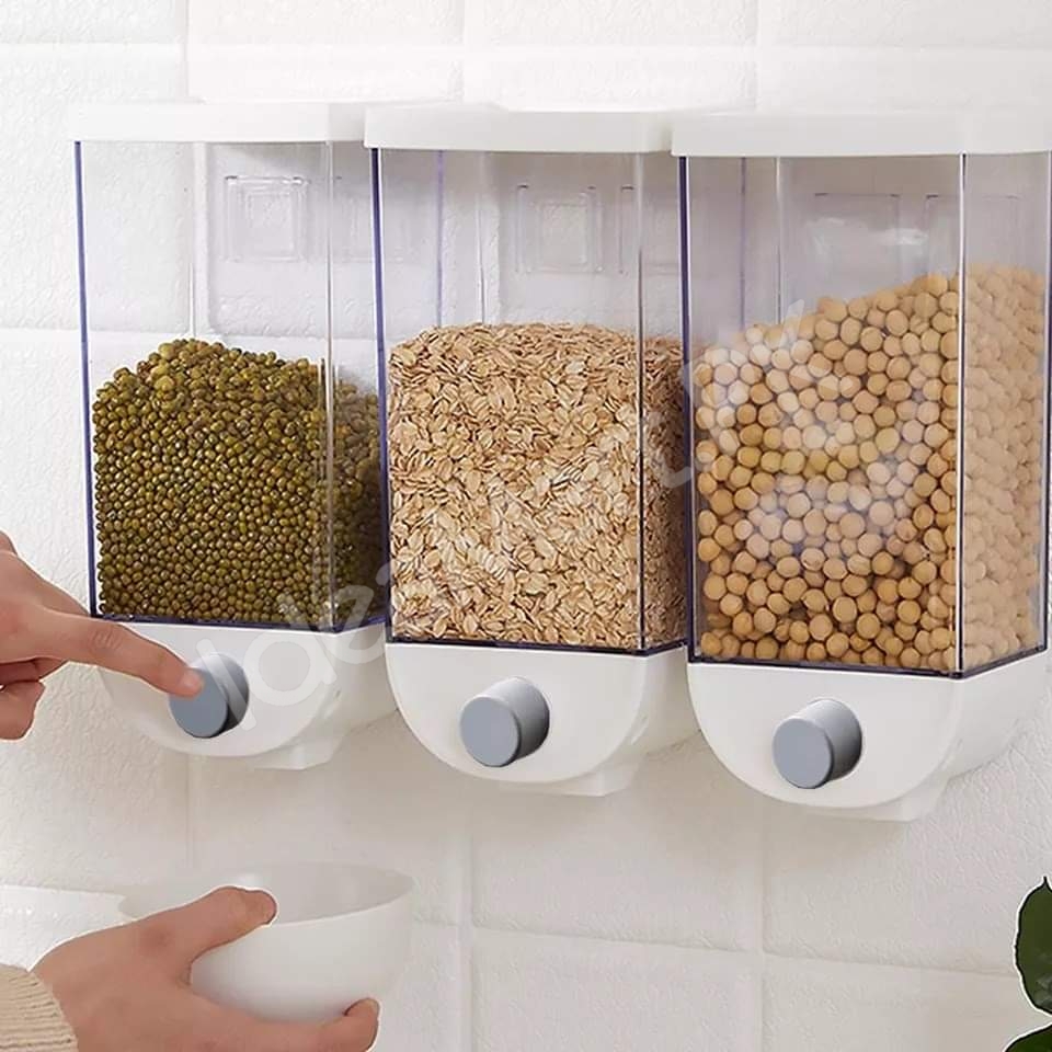 1000ml-plastic-wall-mounted-grain-storage-box-for-cereal-rice-oatmeal-dispensing-product-image
