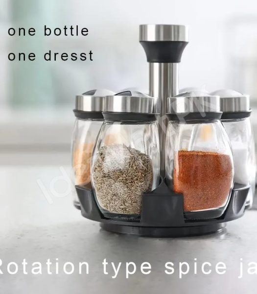 6-piece-glass-spice-jar-set-with-stainless-steel-lids-360-rotating-stand-for-herbs-salt-pepper-storage-product-image