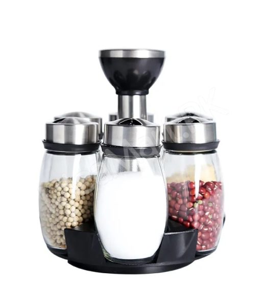 6-piece-glass-spice-jar-set-with-stainless-steel-lids-360-rotating-stand-for-herbs-salt-pepper-storage-product-image
