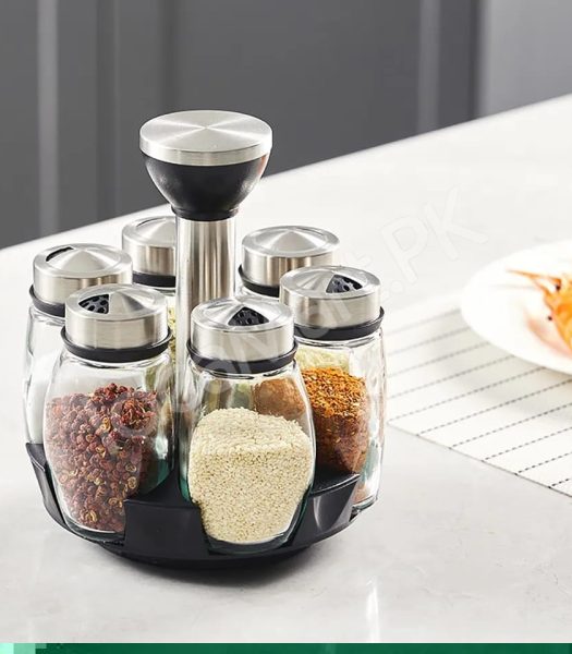 6-piece-glass-spice-jar-set-with-stainless-steel-lids-360-rotating-stand-for-herbs-salt-pepper-storage-product-image