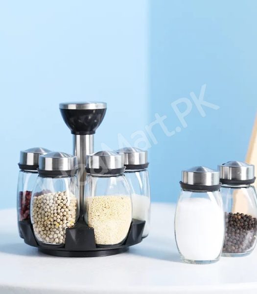 6-piece-glass-spice-jar-set-with-stainless-steel-lids-360-rotating-stand-for-herbs-salt-pepper-storage-product-image