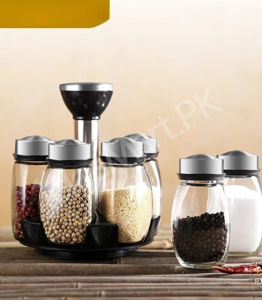 6-piece-glass-spice-jar-set-with-stainless-steel-lids-360-rotating-stand-for-herbs-salt-pepper-storage-product-image