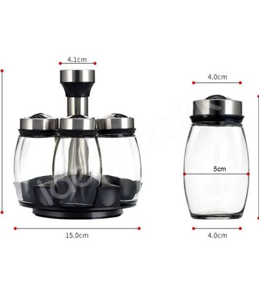 6-piece-glass-spice-jar-set-with-stainless-steel-lids-360-rotating-stand-for-herbs-salt-pepper-storage-product-image