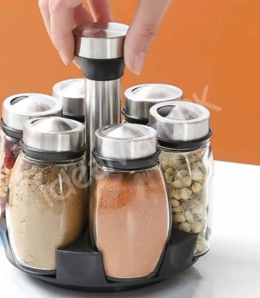 6-piece-glass-spice-jar-set-with-stainless-steel-lids-360-rotating-stand-for-herbs-salt-pepper-storage-product-image