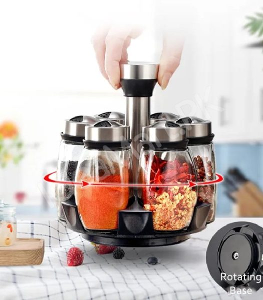 6-piece-glass-spice-jar-set-with-stainless-steel-lids-360-rotating-stand-for-herbs-salt-pepper-storage-product-image