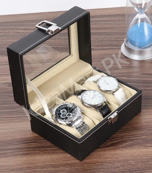 watch-organzier-with-lock-transparent-lid-3-grid-leather-storage-for-jewellery-sunglasses-product-image