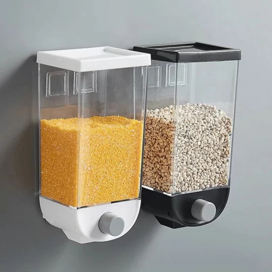 1000ml-plastic-wall-mounted-grain-storage-box-for-cereal-rice-oatmeal-dispensing-product-image