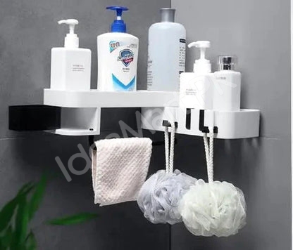 wall-mounted-plastic-corner-shelf-organizer-with-hanging-hooks-self-adhesive-product-image