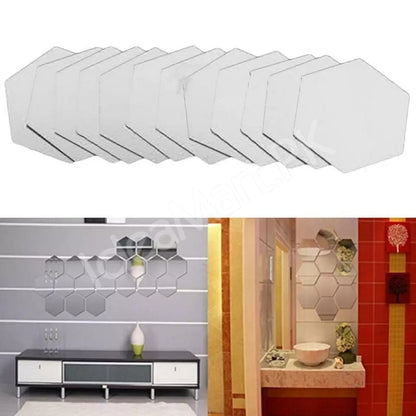 acrylic-12-pieces-hexagonal-self-adhesive-3d-mirror-wall-sticker-for-dinning-room-decor-product-image