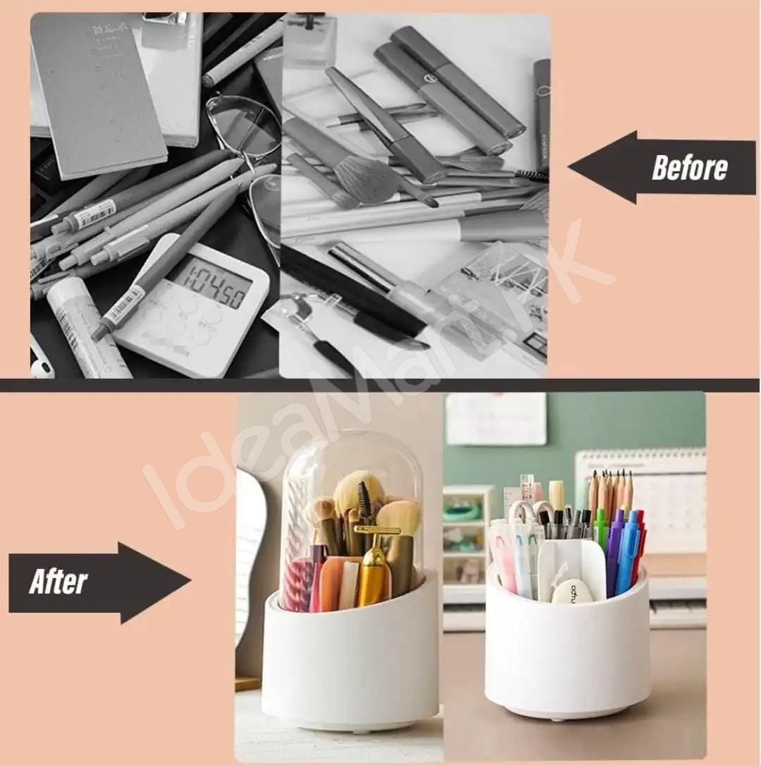 360-rotating-cosmetic-brush-holder-transparent-dust-proof-cover-multi-compartment-organizer-for-makeup-brushes-lipsticks-eyeliners-product-image