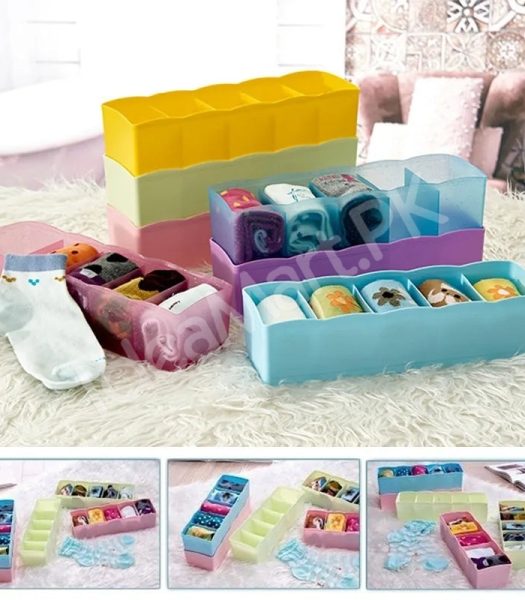 5-grid-plastic-stackable-drawer-organizer-basket-hollow-storage-bin-for-socks-clothes-product-image