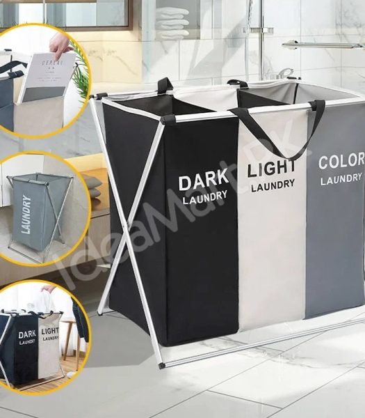 2-3-grid-foldable-separated-laundry-organizer-with-aluminum-frame-for-bedroom-and-dorm-product-image