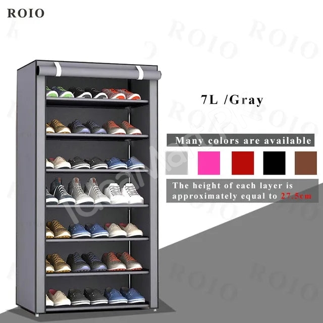 5-tier-portable-shoe-rack-organizer-with-roll-up-dustproof-fabric-cover-metal-frame-product-image