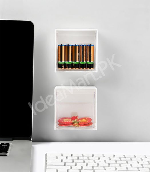 adhesive-wall-mounted-storage-box-with-transparent-flip-lid-cosmetic-organizer-for-small-items-product-image