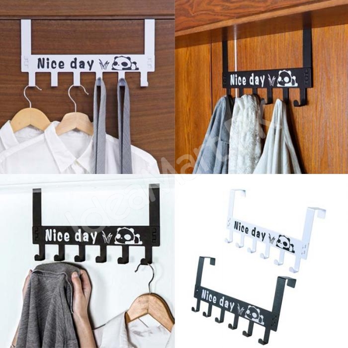 punch-free-over-the-door-metal-hook-rack-with-6-hooks-for-clothes-and-accessories-product-image