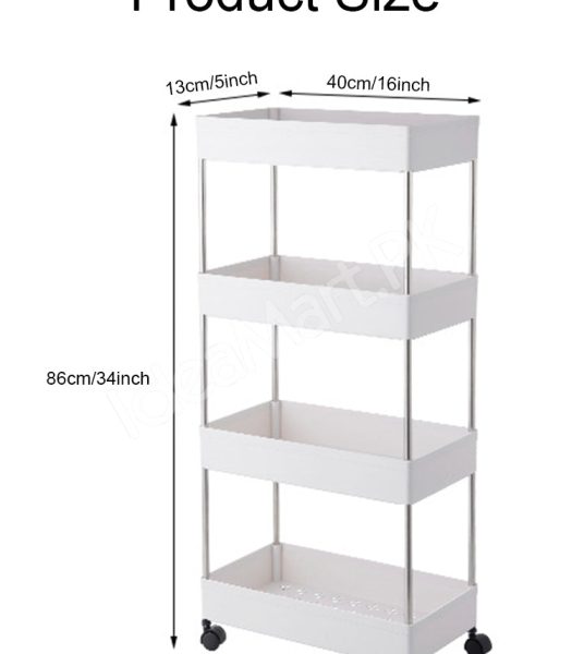 4-tier-slim-rolling-utility-cart-with-wheels-hanging-hooks-multi-purpose-plastic-storage-organizer-rack-product-image