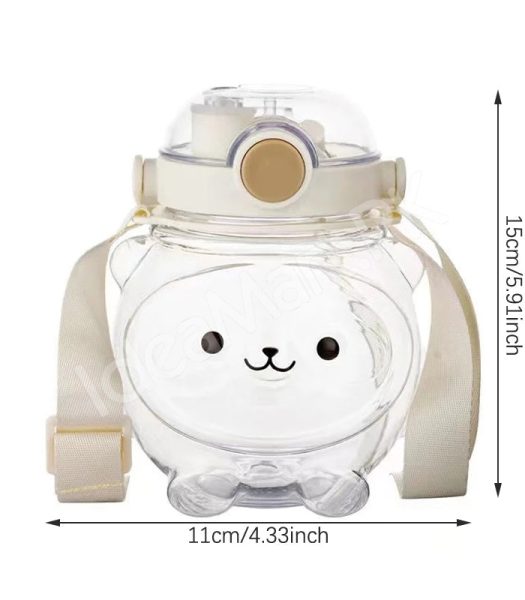 bear-shaped-plastic-water-bottle-1000ml-with-straw-shoulder-strap-for-kids-product-image