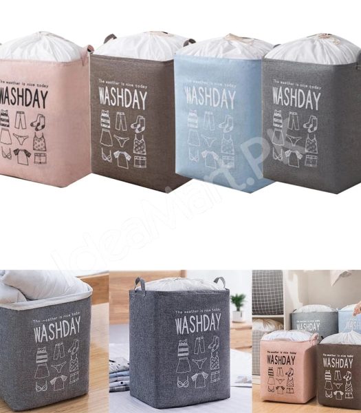 waterproof-collapsible-laundry-bin-with-handles-and-drawstring-top-for-home-and-bedroom-product-image