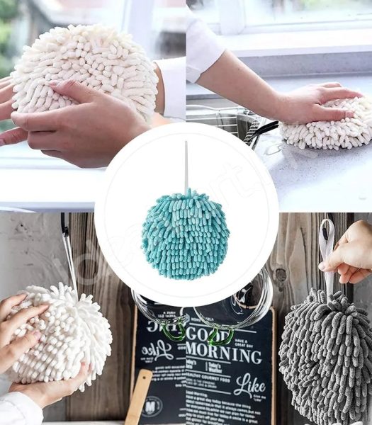chenille-hand-towel-ball-hanging-microfiber-hand-dryer-for-kitchen-bathroom-product-image