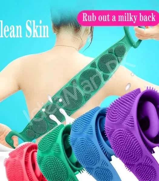 silicone-bath-body-brush-70cm-double-sided-soft-exfoliating-massage-scrubber-with-back-strap-for-shower-spa-home-use-product-image