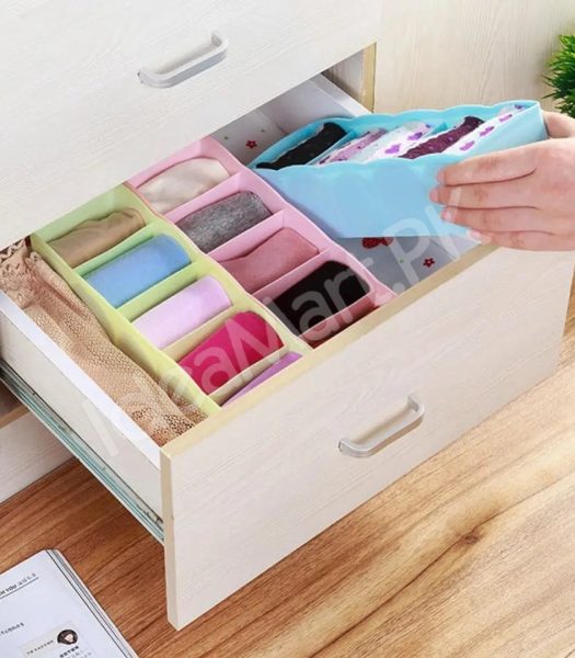 5-grid-plastic-stackable-drawer-organizer-basket-hollow-storage-bin-for-socks-clothes-product-image