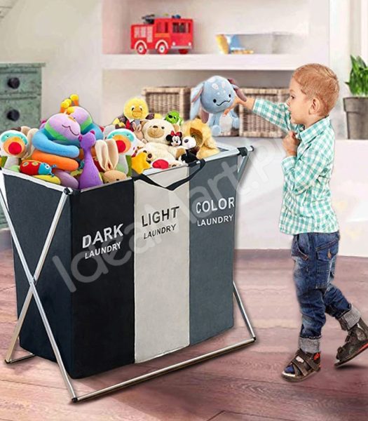 2-3-grid-foldable-separated-laundry-organizer-with-aluminum-frame-for-bedroom-and-dorm-product-image