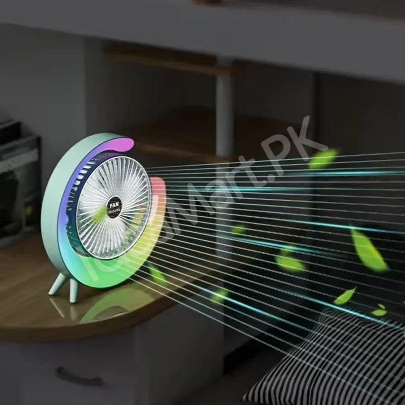 g-shaped-electric-desk-fan-with-7-color-led-light-180-rotation-usb-rechargeable-product-image